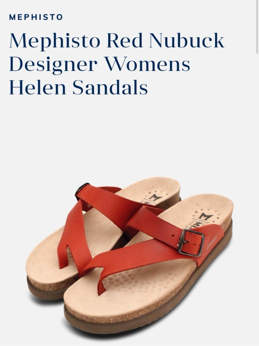 Mephisto Red Nubuck Designer Womens Helen Sandals Size 11